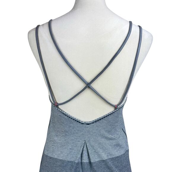 Lululemon Breezy Gray Stripe Thin Strap Open Back Lightweight Athletic Tank Top - Picture 5 of 9